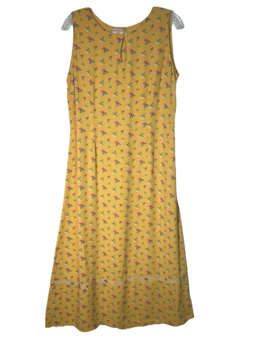 Vintage 90's April Cornell Yellow Floral Sleeveless Maxi/Midi Dress